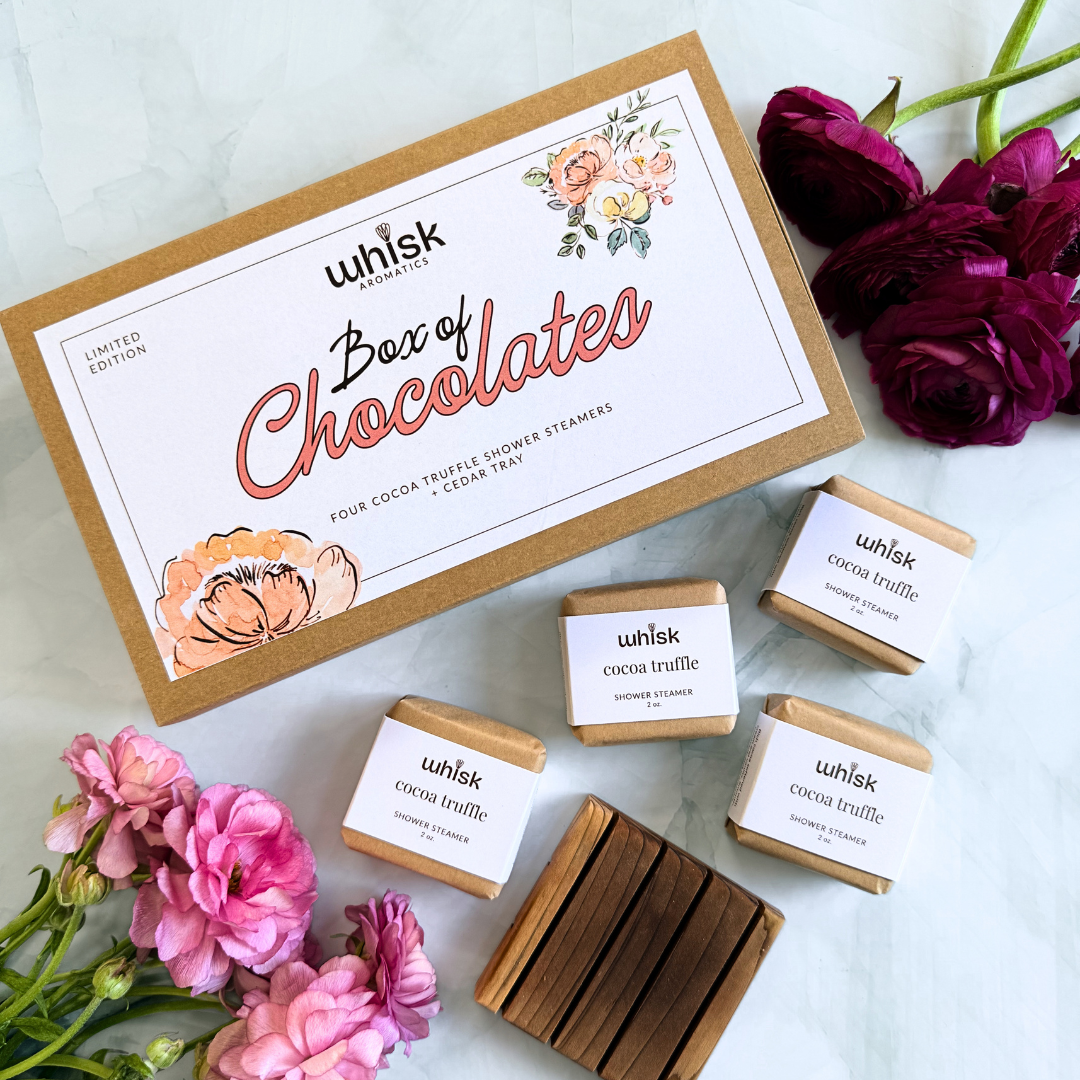 Box of Chocolates Limited Edition Shower Steamer set on white background