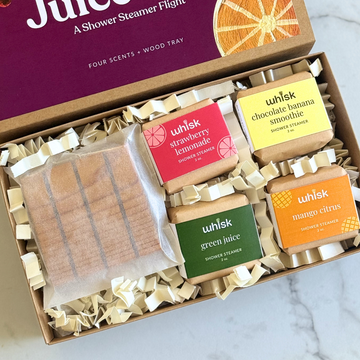 Juice Bar Shower Steamer Flight flat lay